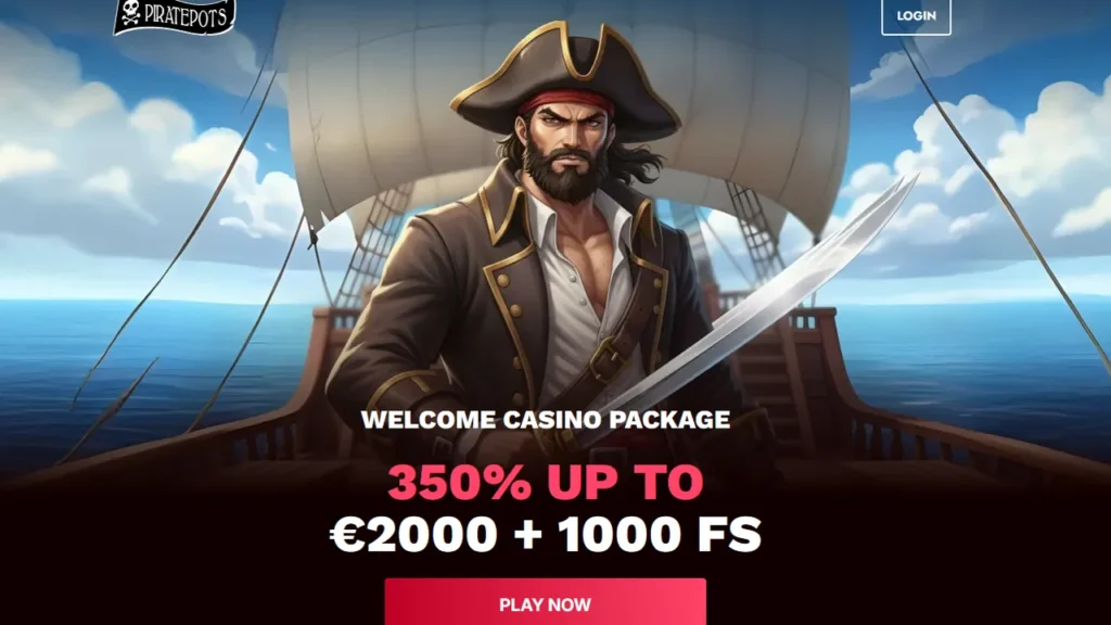 PiratePots casino non-GamStop hero image showing pirate-themed offshore casino lobby for UK players