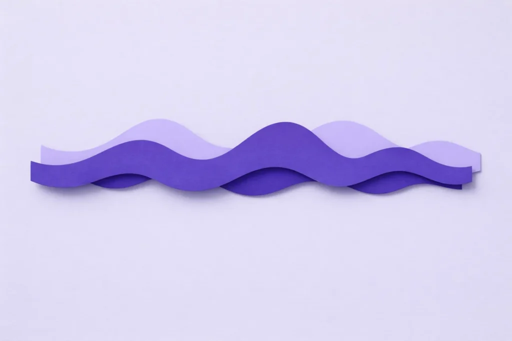 Paper cut wave lines representing slot volatility and win variance across spins